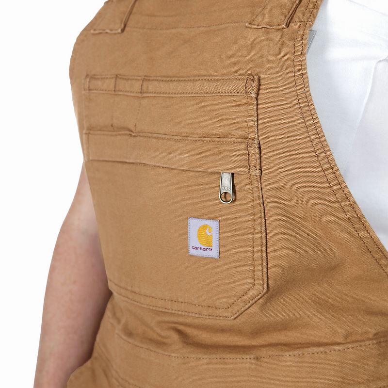 Load image into Gallery viewer, Carhartt Women&#39;s Rugged Flex Canvas Shortall Bib Carhartt Brown 106197-BA4
