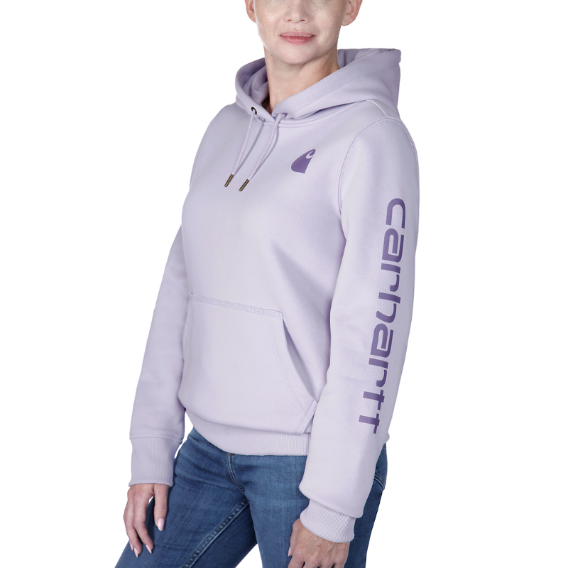 Load image into Gallery viewer, Carhartt Women's Relaxed Fit Midweight Logo Sleeve Hoodie Lilac Haze 102791-V62

