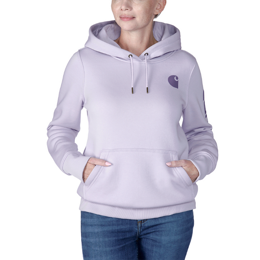 Carhartt Women's Relaxed Fit Midweight Logo Sleeve Hoodie Lilac Haze 102791-V62