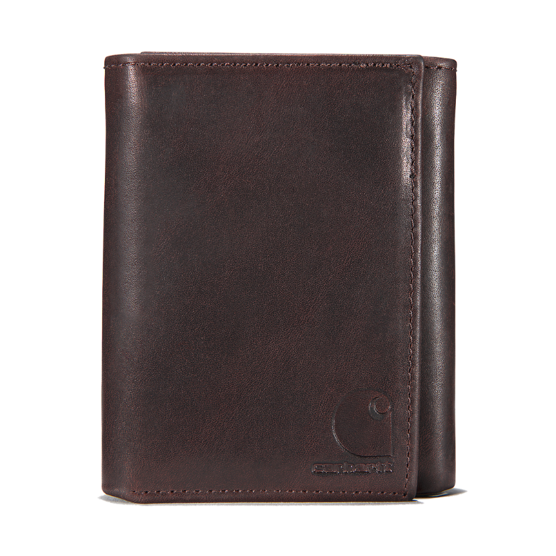 Load image into Gallery viewer, Carhartt Mens&#39; Oil Tan Leather Trifold Wallet Dark Brown 800662-201
