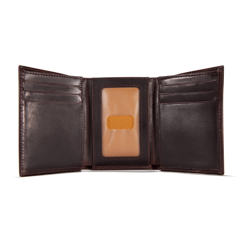 Load image into Gallery viewer, Carhartt Mens&#39; Oil Tan Leather Trifold Wallet Dark Brown 800662-201
