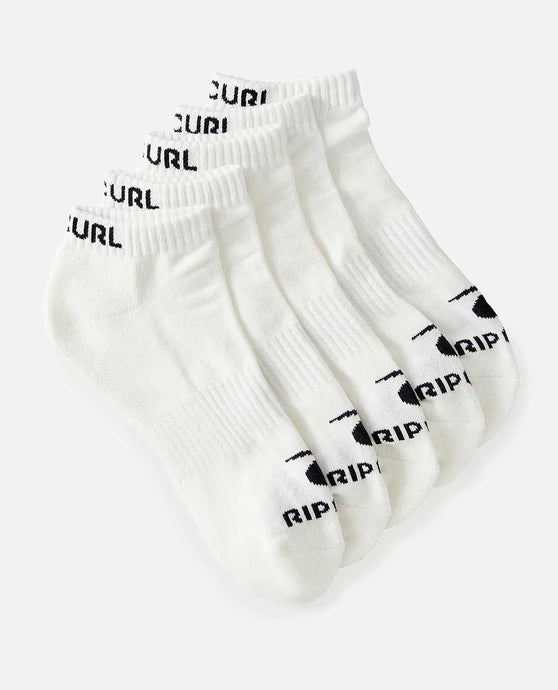 Rip Curl Men's Brand Ankle 5 Pack Socks White 006MSO-1000