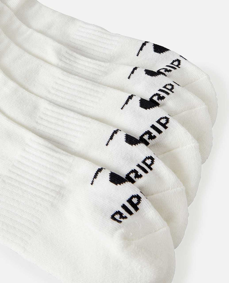 Load image into Gallery viewer, Rip Curl Men&#39;s Brand Ankle 5 Pack Socks White 006MSO-1000
