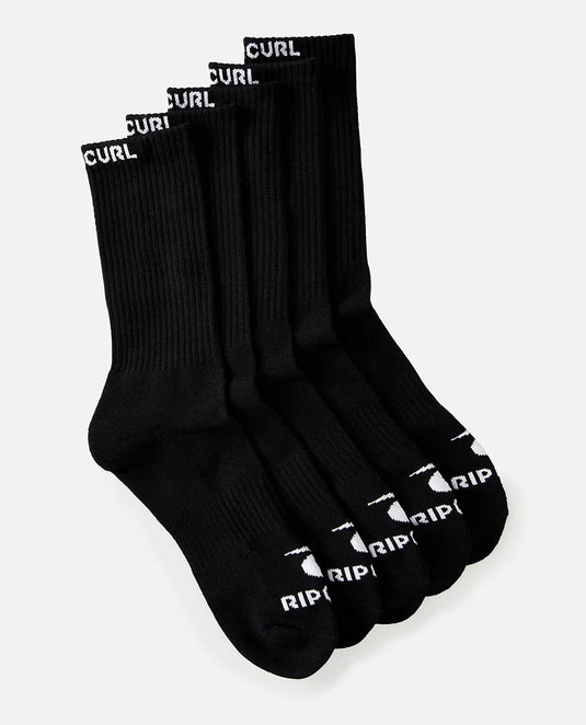 Rip Curl Men's Brand Crew Sock 5 Pack Black 007MSO-0090