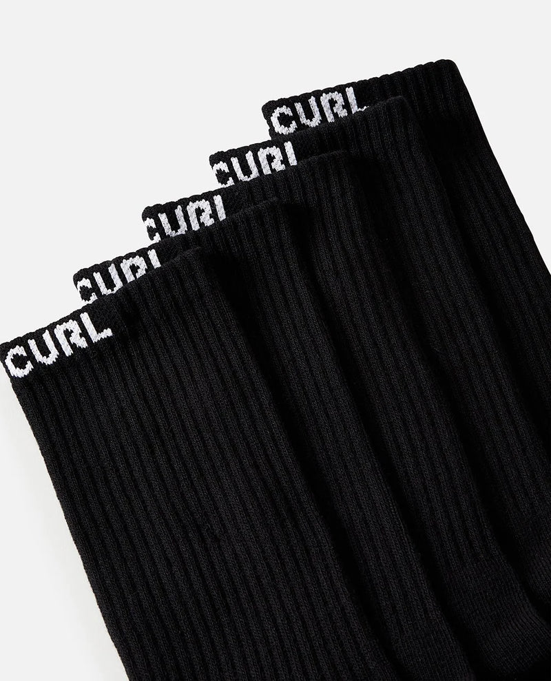 Load image into Gallery viewer, Rip Curl Men's Brand Crew Sock 5 Pack Black 007MSO-0090
