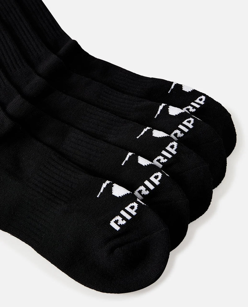 Load image into Gallery viewer, Rip Curl Men's Brand Crew Sock 5 Pack Black 007MSO-0090
