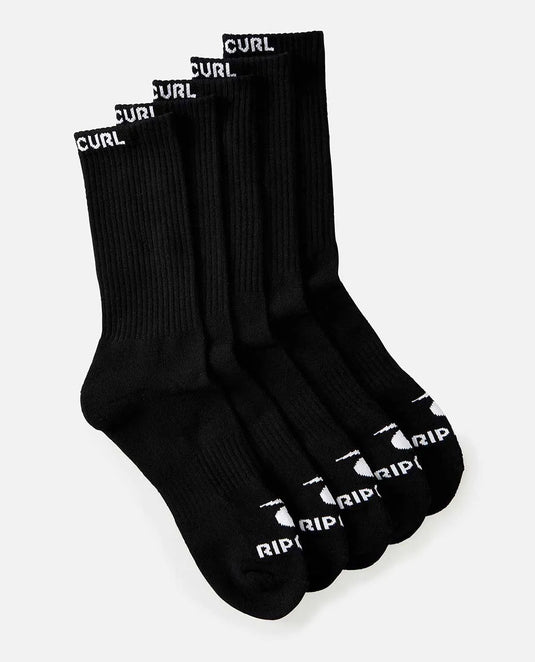 Rip Men's Curl Brand Crew Fleece 5 Pack Socks Black 007MSO-0090