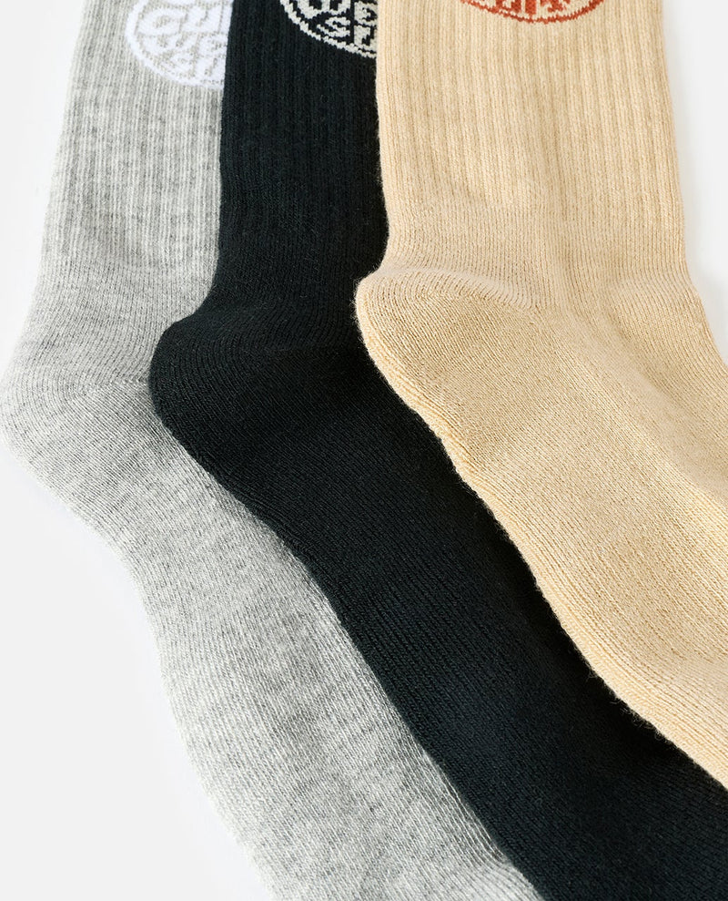 Load image into Gallery viewer, Rip Curl Men's Wetty Crew Sock 3 Pack Khaki Sand 009MSO-2371
