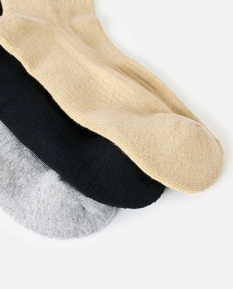 Load image into Gallery viewer, Rip Curl Men's Wetty Crew Sock 3 Pack Khaki Sand 009MSO-2371

