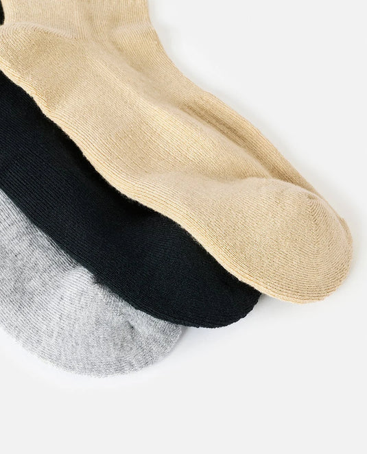 Rip Curl Men's Wetty Crew Sock 3 Pack Khaki Sand 009MSO-2371