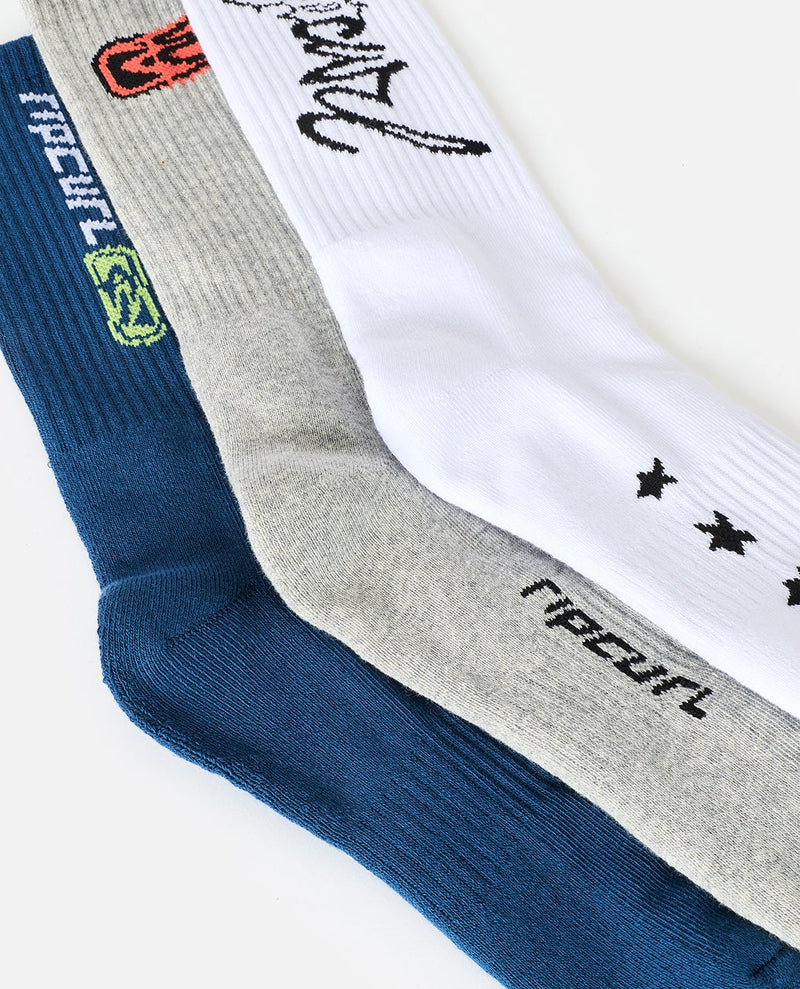 Load image into Gallery viewer, Rip Curl Men's Retro Crew Sock 3 Pack Grey Heather 00GMSO-3474
