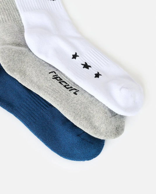 Rip Curl Men's Retro Crew Sock 3 Pack Grey Heather 00GMSO-3474