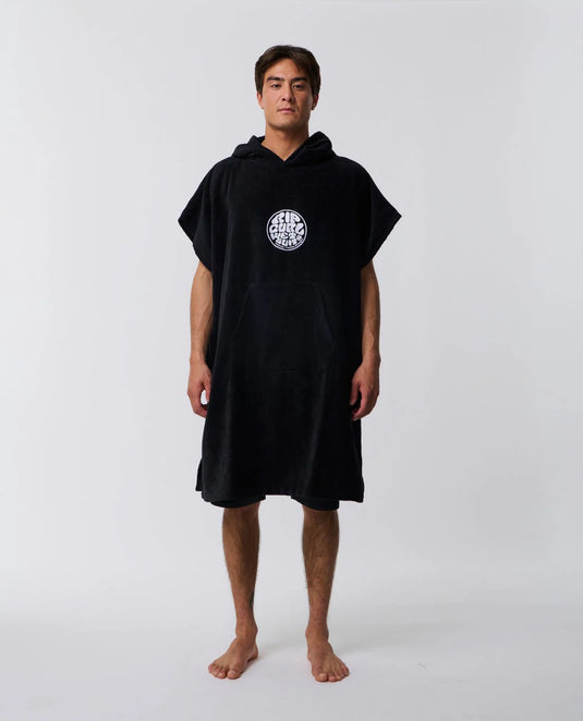 Rip Curl Unisex Logo Hooded Towel Poncho 104cm Black 00GMTO_0090