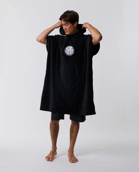 Rip Curl Unisex Logo Hooded Towel Poncho 104cm Black 00GMTO_0090
