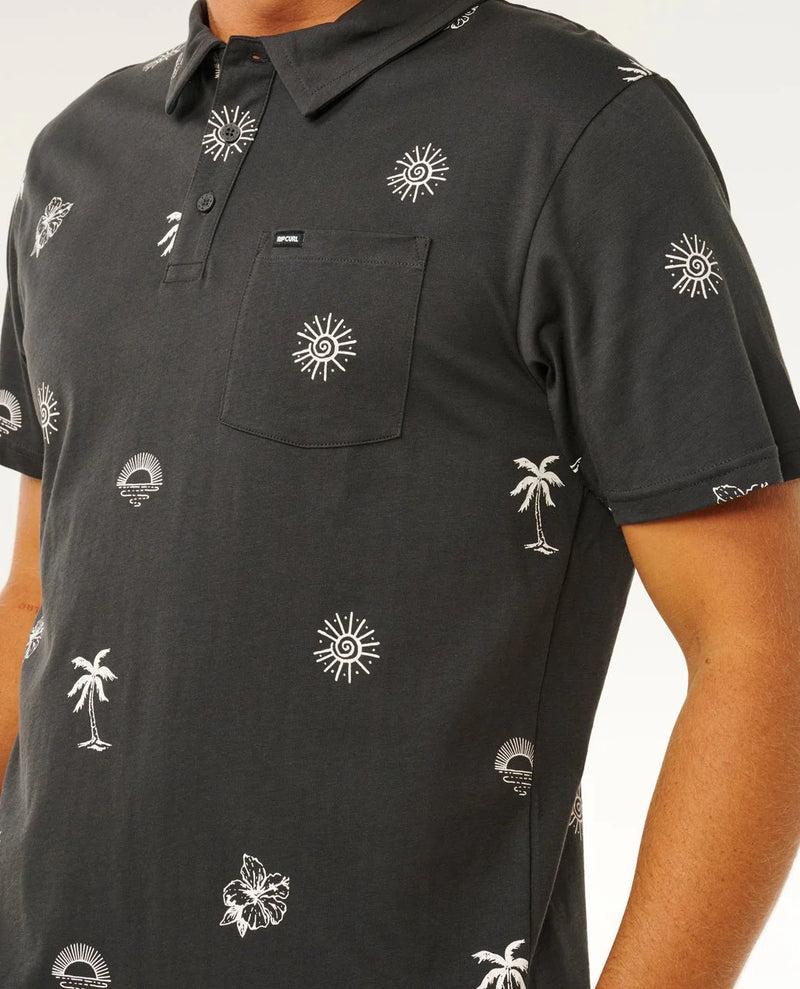 Load image into Gallery viewer, Rip Curl Men's Sessions Polo T-Shirt Washed Black 00WMPO_8264
