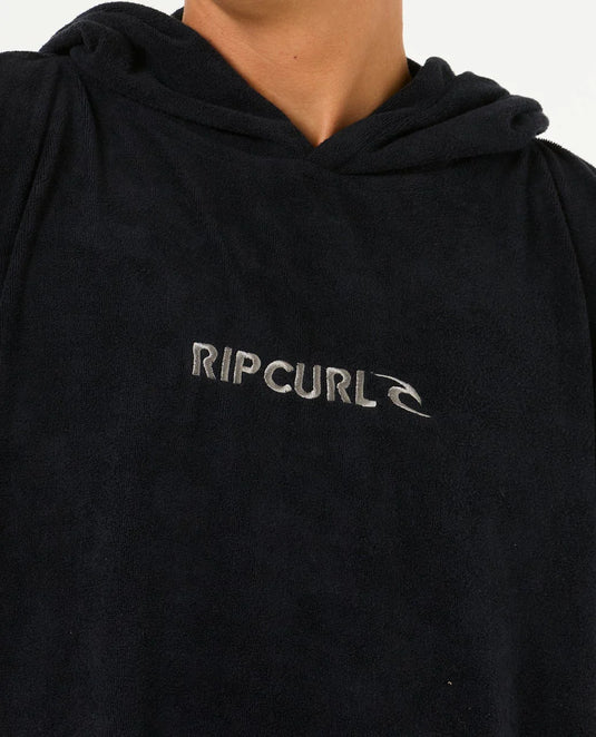 Rip Curl Unisex Brand Hooded Towel Poncho 180 - 65cm Black/Grey 00ZMTO_0097