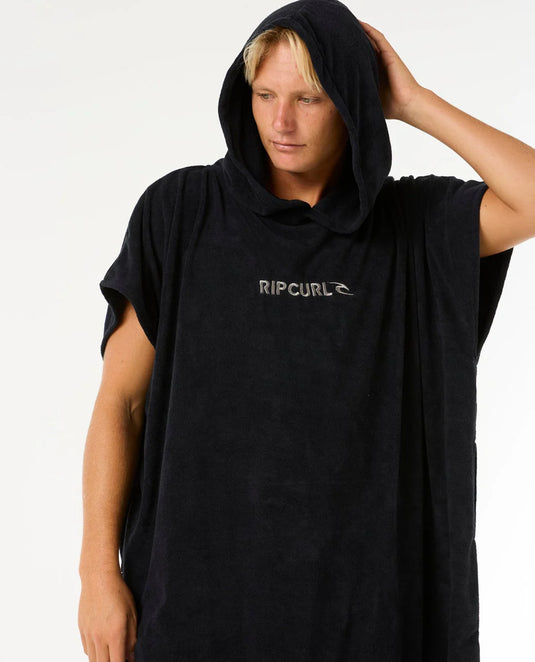 Rip Curl Unisex Brand Hooded Towel Poncho 180 - 65cm Black/Grey 00ZMTO_0097