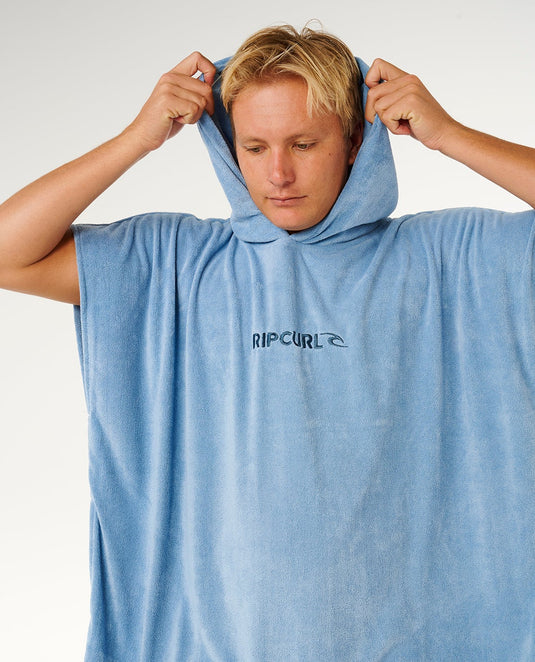 Rip Curl Unisex Brand Hooded Towel Poncho 180 - 65cm Faded Denim 00ZMTO_4737