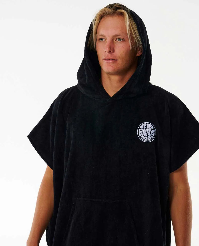 Load image into Gallery viewer, Rip Curl Men&#39;s Logo Hooded Poncho Black 00GMTO0-0090
