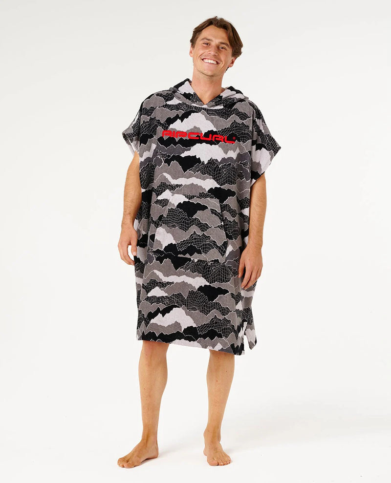 Load image into Gallery viewer, Rip Curl Unisex Fun Times Hooded Towel Poncho 104cm Black/Grey 01KMTO_0097
