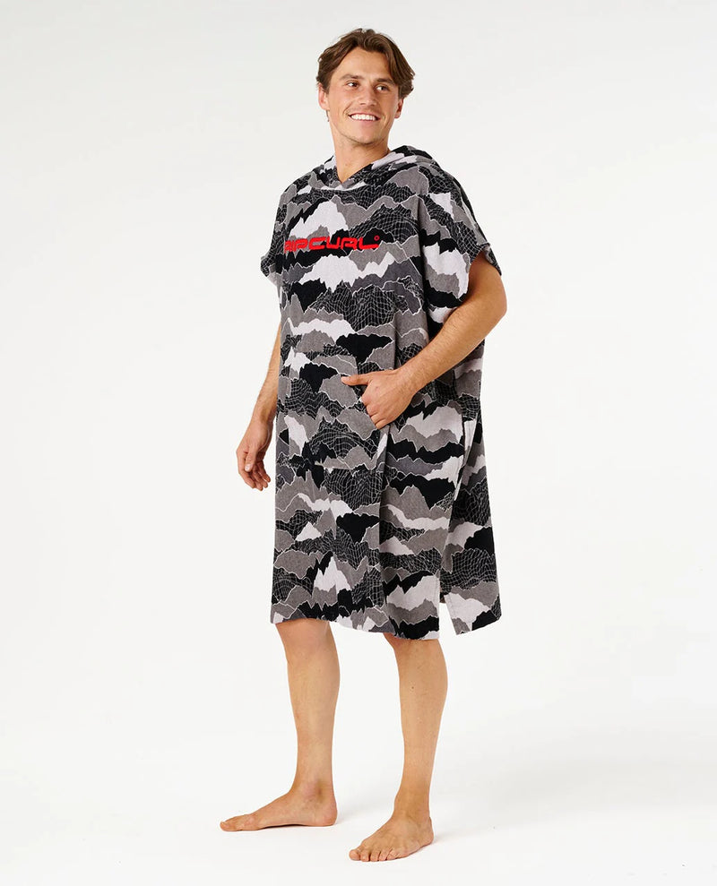 Load image into Gallery viewer, Rip Curl Unisex Fun Times Hooded Towel Poncho 104cm Black/Grey 01KMTO_0097
