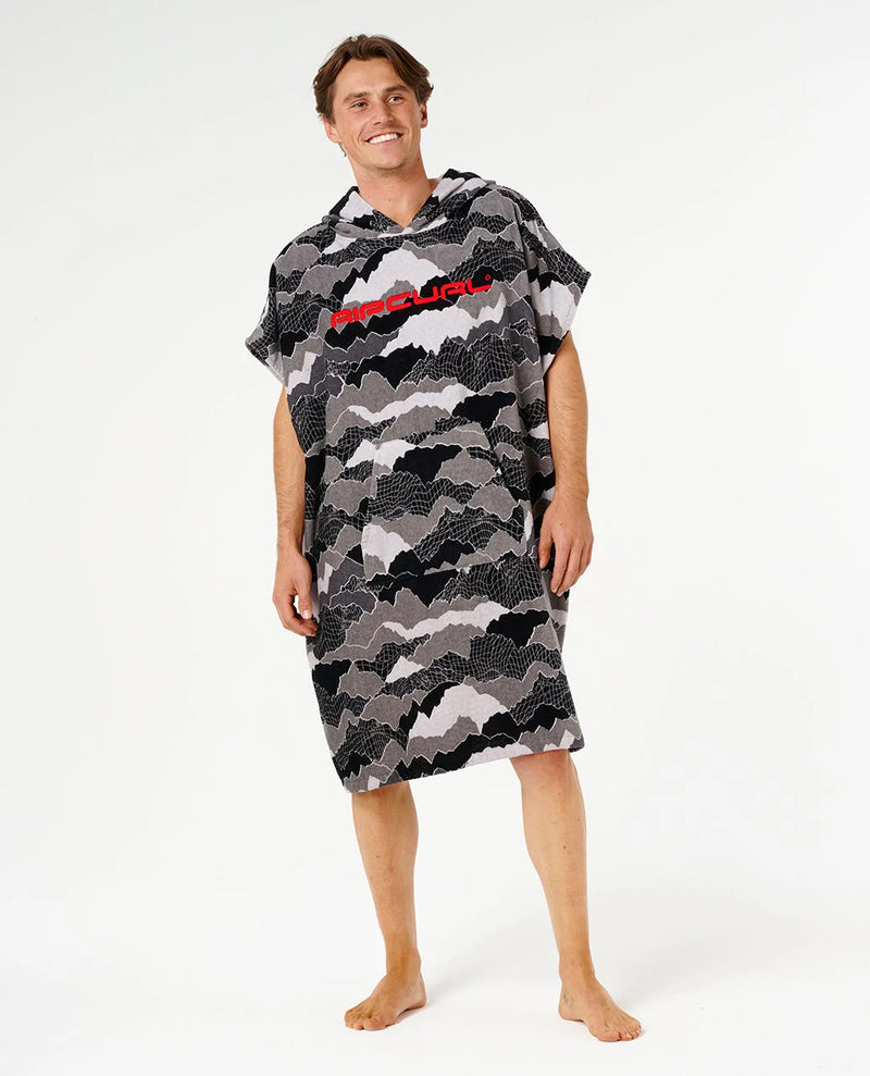 Load image into Gallery viewer, Rip Curl Unisex Fun Times Hooded Towel Poncho 104cm Black/Grey 01KMTO_0097
