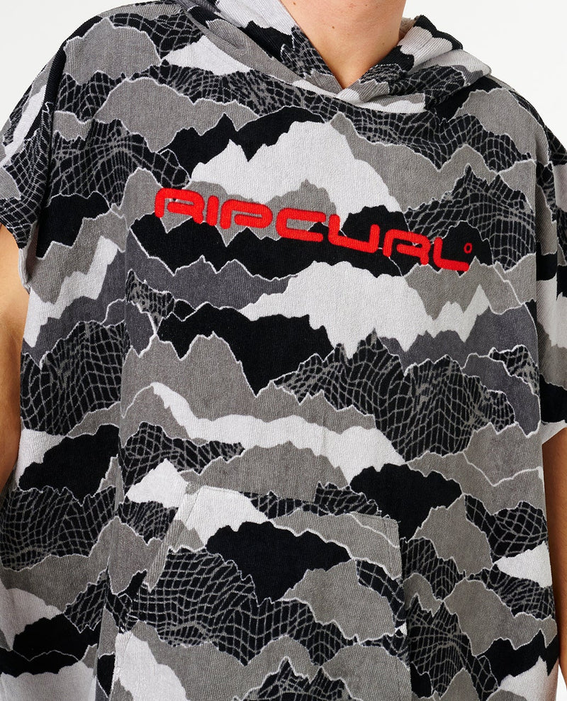 Load image into Gallery viewer, Rip Curl Unisex Fun Times Hooded Towel Poncho 104cm Black/Grey 01KMTO_0097
