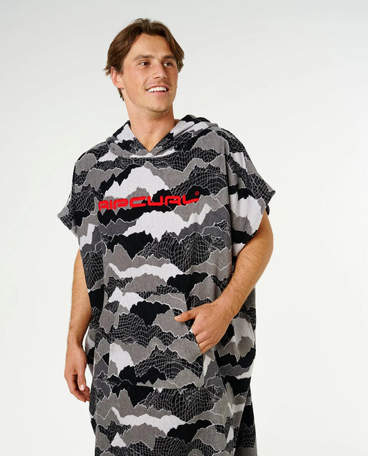 Rip Curl Unisex Fun Times Hooded Towel Poncho 104cm Black/Grey 01KMTO_0097