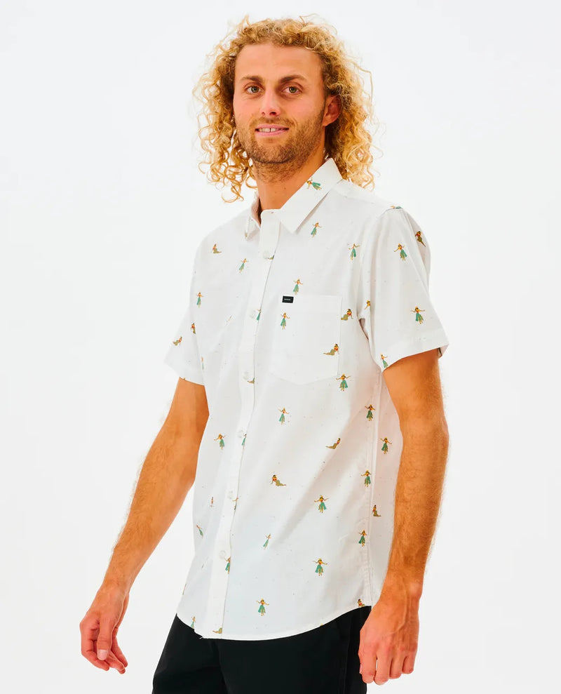 Load image into Gallery viewer, Rip Curl Men&#39;s Hula Breach Short Sleeve Shirt Off White 01PMSH-0003
