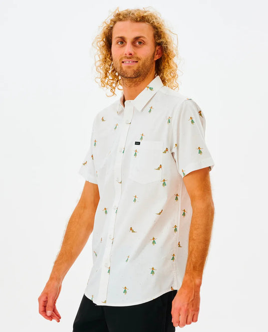 Rip Curl Men's Hula Breach Short Sleeve Shirt Off White 01PMSH-0003