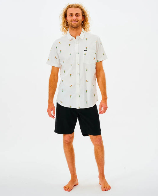 Rip Curl Men's Hula Breach Short Sleeve Shirt Off White 01PMSH-0003