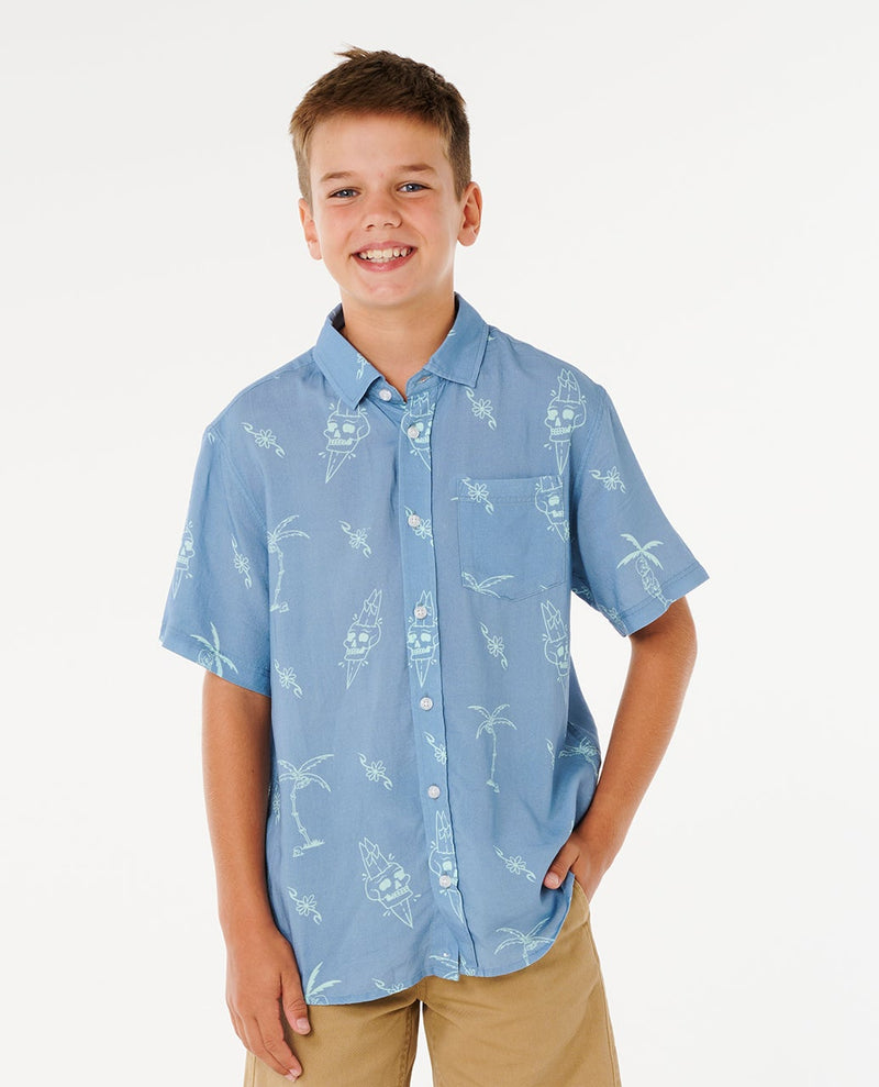 Load image into Gallery viewer, Rip Curl Kids' Eternal Shred SS Shirt (8-16 Years) Faded Denim 01YBSH-4737
