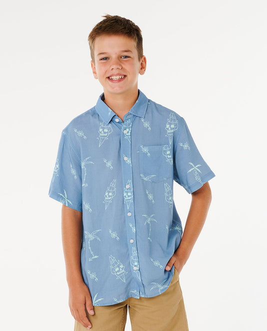 Rip Curl Kids' Eternal Shred SS Shirt (8-16 Years) Faded Denim 01YBSH-4737