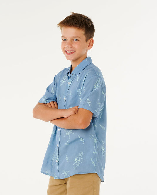 Rip Curl Kids' Eternal Shred SS Shirt (8-16 Years) Faded Denim 01YBSH-4737