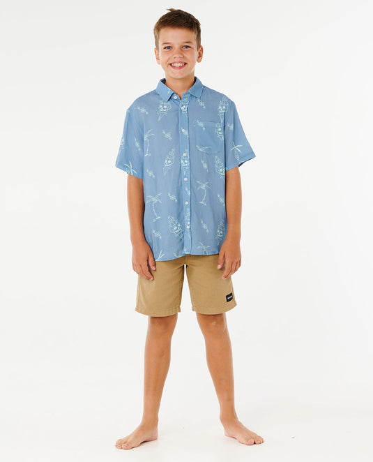 Rip Curl Kids' Eternal Shred SS Shirt (8-16 Years) Faded Denim 01YBSH-4737