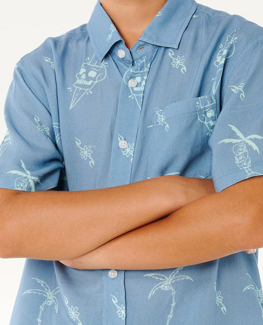 Rip Curl Kids' Eternal Shred SS Shirt (8-16 Years) Faded Denim 01YBSH-4737
