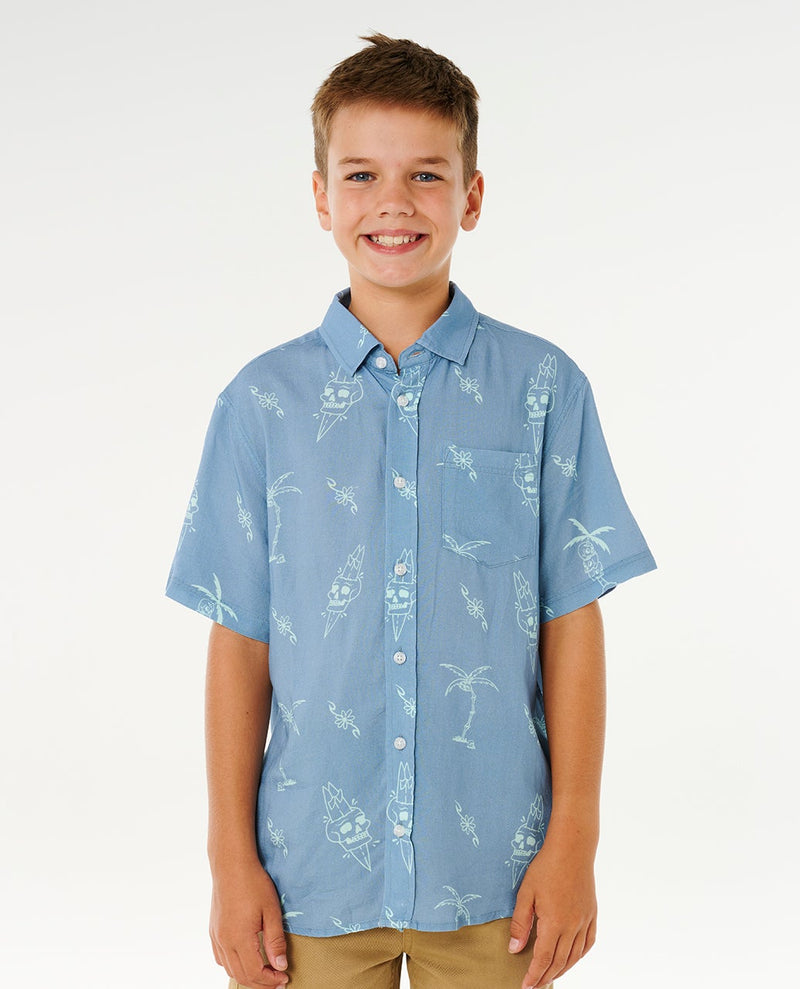Load image into Gallery viewer, Rip Curl Kids' Eternal Shred SS Shirt (8-16 Years) Faded Denim 01YBSH-4737
