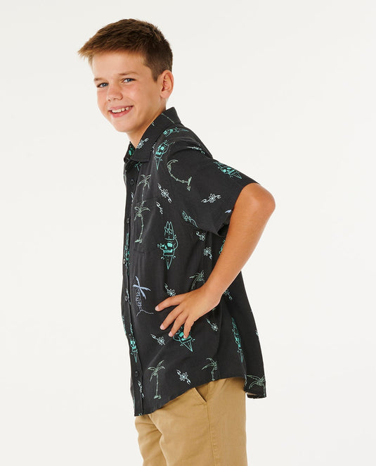 Rip Curl Kids' Eternal Shred SS Shirt (8-16 Years) Washed Black 01YBSH-8264
