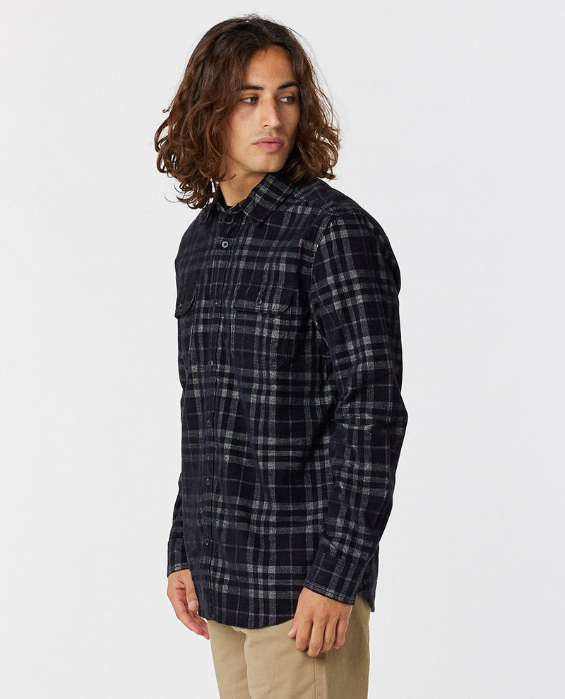 Load image into Gallery viewer, Rip Curl Salt Water Culture Cord Plaid Shirt Washed Black 01ZMSH-8264
