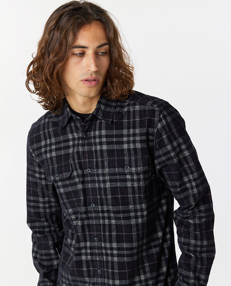 Load image into Gallery viewer, Rip Curl Salt Water Culture Cord Plaid Shirt Washed Black 01ZMSH-8264
