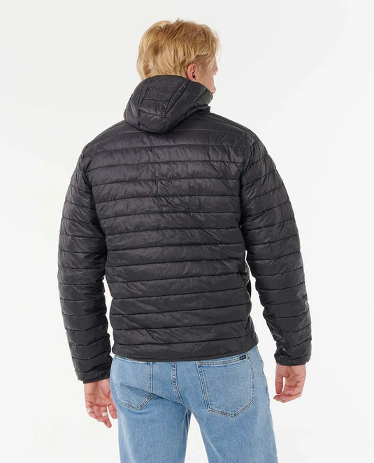 Rip Curl Men's Anti-Series Search Puffer Hood Fleece Black 023MJA-0090
