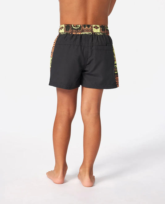 Rip Curl Kid's Kev Energy Block Volley Shorts (1-8) Washed Black 026TBO-8264