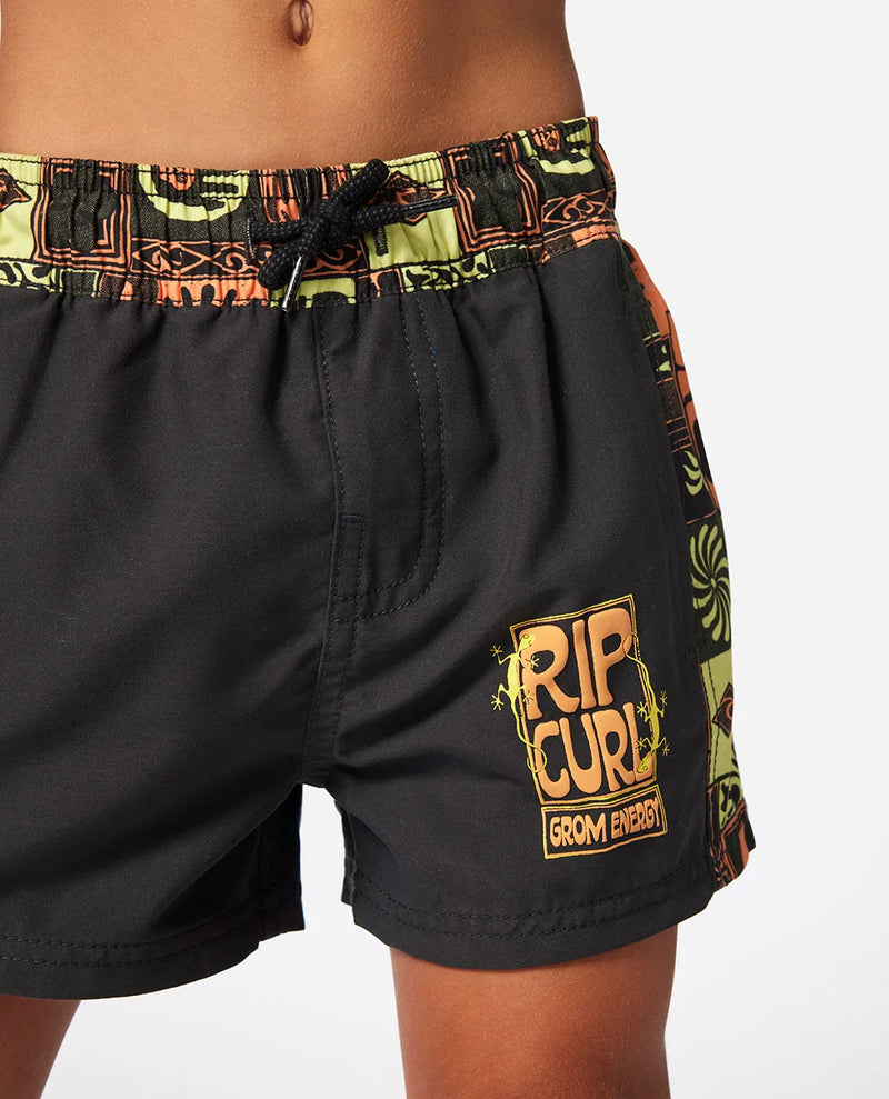 Load image into Gallery viewer, Rip Curl Kid&#39;s Kev Energy Block Volley Shorts (1-8) Washed Black 026TBO-8264
