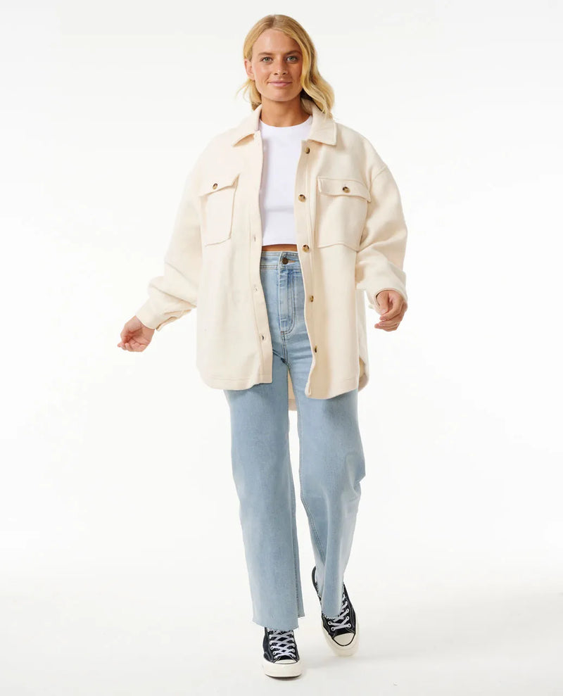 Load image into Gallery viewer, Rip Curl Women&#39;s High Tide Fleece Shacket Off White 02BWJA-0003
