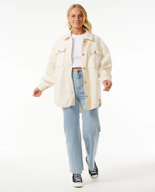 Rip Curl Women's High Tide Fleece Shacket Off White 02BWJA-0003