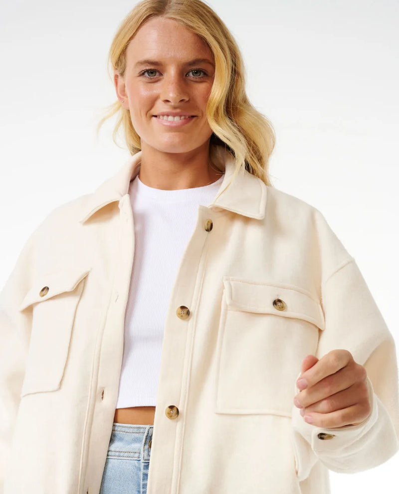 Load image into Gallery viewer, Rip Curl Women&#39;s High Tide Fleece Shacket Off White 02BWJA-0003
