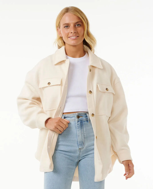 Rip Curl Women's High Tide Fleece Shacket Off White 02BWJA-0003
