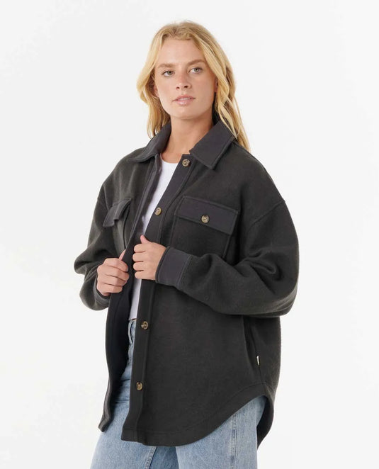Rip Curl Women's High Tide Fleece Shacket Washed Black 02BWJA-8264