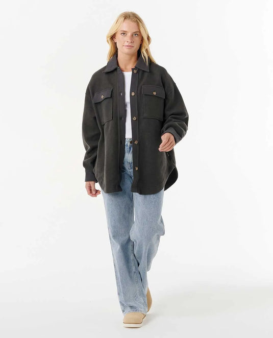 Rip Curl Women's High Tide Fleece Shacket Washed Black 02BWJA-8264