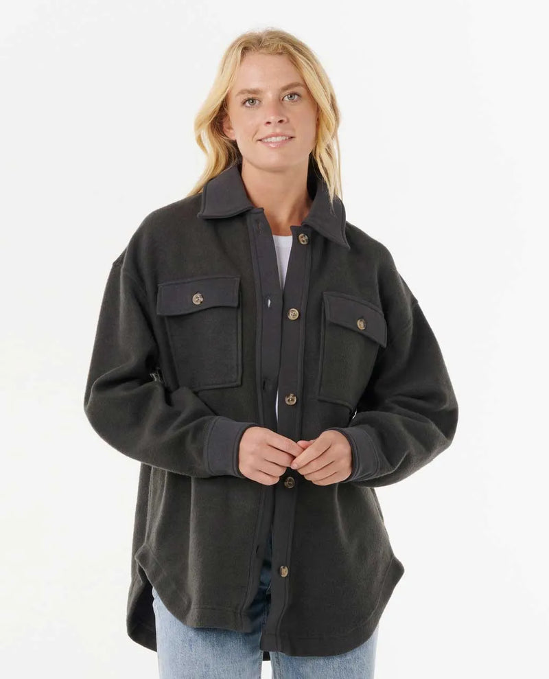 Load image into Gallery viewer, Rip Curl Women&#39;s High Tide Fleece Shacket Washed Black 02BWJA-8264
